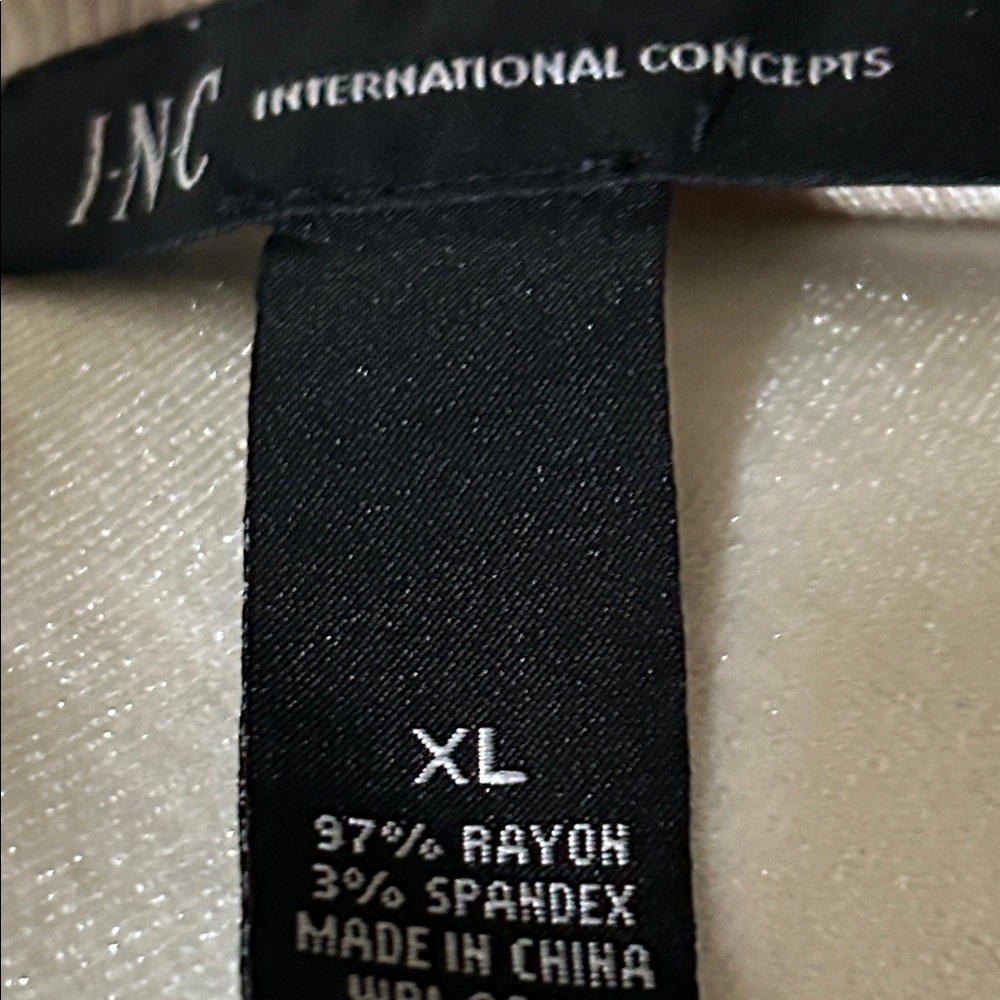 INC International Concepts Black and Cream Tie-Dye Tee with sequence detail - Picture 2 of 6
